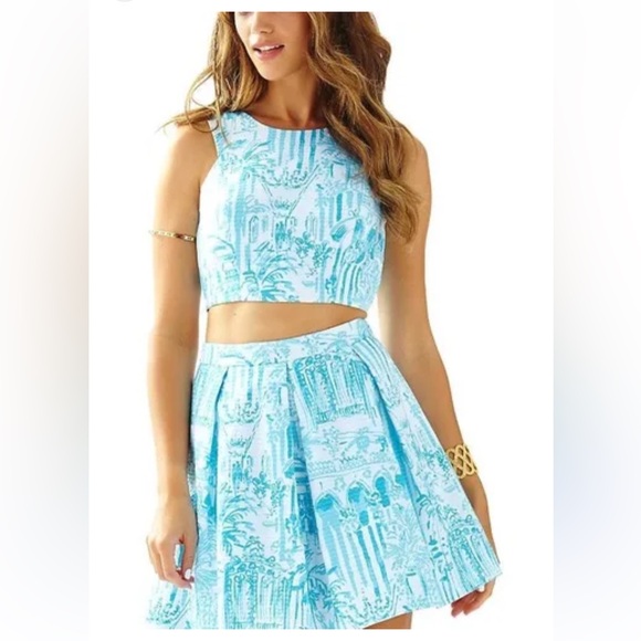 Lilly Pulitzer Blue and White Mini Skirt - Picture 3 of 14